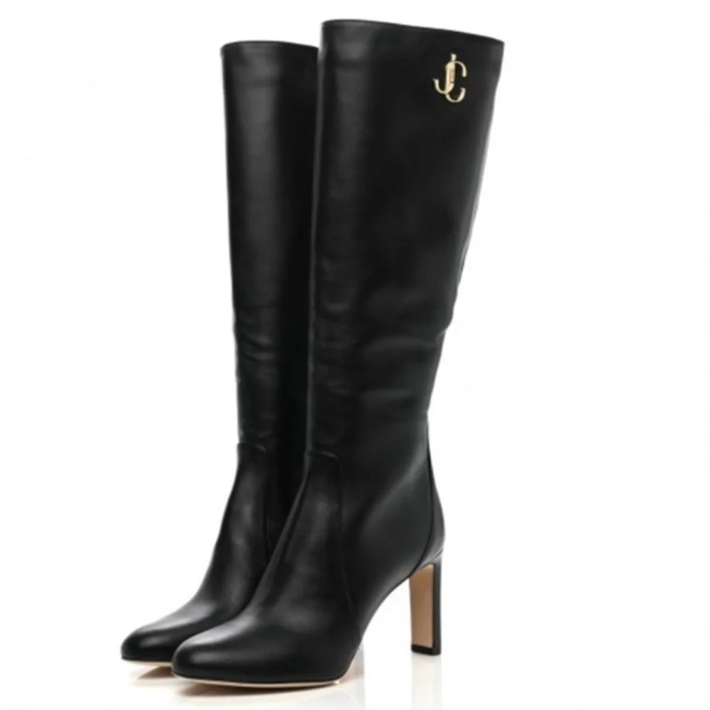 Jimmy Choo Shiny calfskin Mahesa 85 Knee high boots size‎ 38.5
